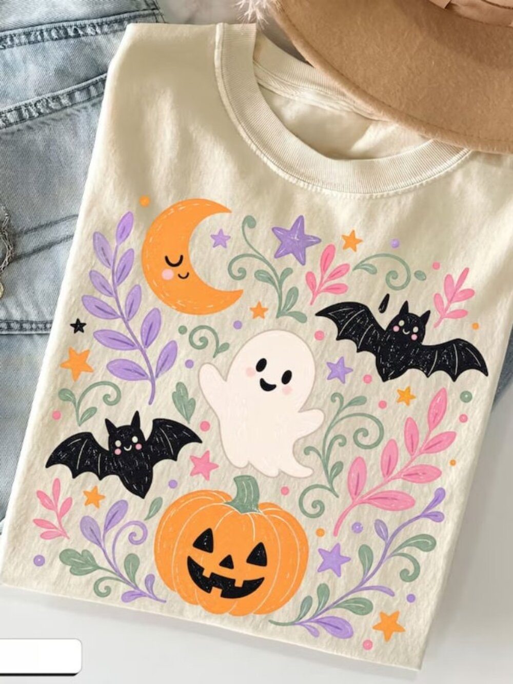 Floral Halloween Tee, Cute Halloween Tee, Fall Pumpkin Shirt